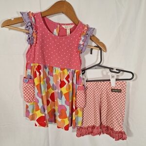 Matilda Jane Colorful Heart and Gingham Dress Set